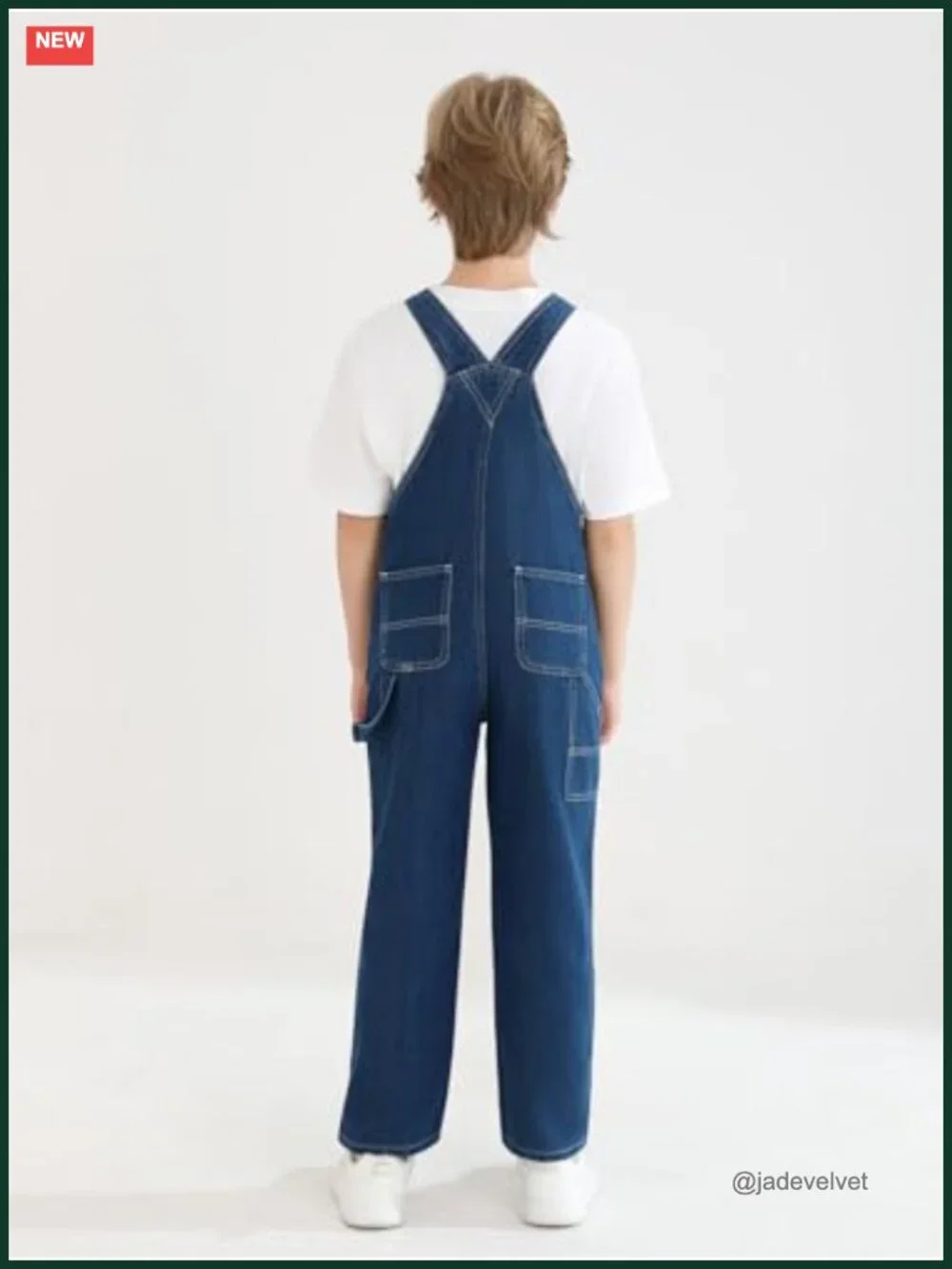 Boys Denim Bib Overalls Adjustable Straps with Pockets